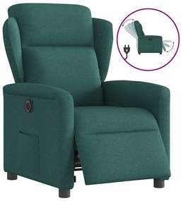 vidaXL Poltrona elétrica reclinável tecido verde-escuro