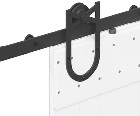 Kit de ferragens para porta deslizante 183 cm aço preto