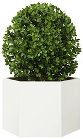 Vaso/floreira de jardim hexagonal 69x60x45 cm aço branco