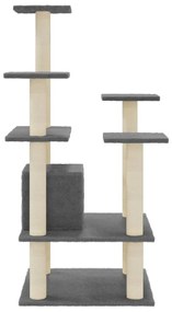 Árvore p/ gatos c/ postes arranhadores sisal 110cm cinza-escuro