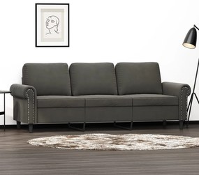 vidaXL Sofá de 3 lugares 180 cm veludo cinza-escuro