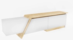 Móvel de TV PRUDENCE – 180x45x35 cm – Bilaminado Branco com Carvalho –