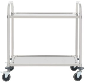 Carrinho de cozinha de 2 níveis 96,5x55x90 cm aço inoxidável