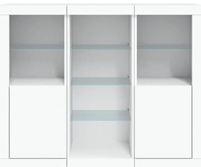 Aparadores c/ luzes LED 3 pcs derivados de madeira branco