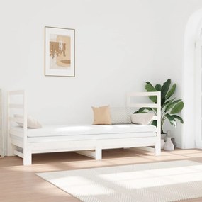 vidaXL Estrutura sofá-cama de puxar 2x(90x190) cm pinho maciço branco