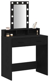 mesinha de maquilhagem vidaXL com luzes LED em Carvalho preto 79x41x14