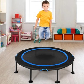 Trampolim Dobrável para Crianças com Almofadas de Segurança e Cordas Duráveis para Crianças Azul e Preto 120 cm