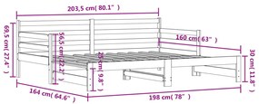 Sofá-cama com gavetão 80x200 cm madeira de pinho maciça