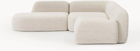 Sofá de canto modular em bouclé com chaise longue Wolke (4 lugares)