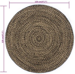 Tapete artesanal em juta preto e natural 120 cm