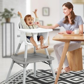 Cadeira alta refeição conversível 4 em 1 para bebés, cadeira alta com arnês, bandeja removível e ajustável, conjunto de mesa e cadeira para crianças c