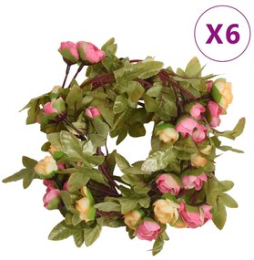 Grinaldas de flores de Natal 6 pcs 215 cm rosa