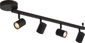 Foco de Teto Moderno Preto de 4 Luzes GU10 50mm incl. Luz de Fundo e Interruptor de 3 Posições - Back Up