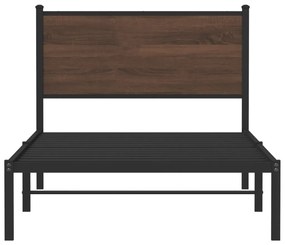 Estrutura de cama sem colchão 107x203cm metal carvalho castanho