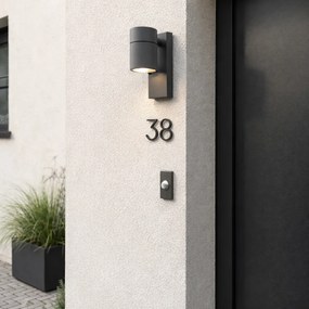 Candeeiro de parede exterior antracite IP44 com sensor crepuscular - Solo