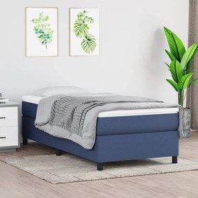 vidaXL Estrutura de cama com molas 90x200 cm tecido azul