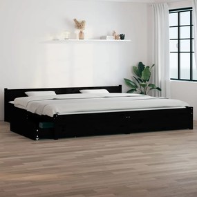 Estrutura de cama com gavetas 200x200 cm preto