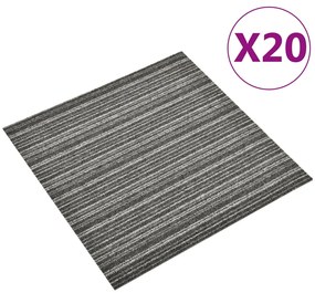 Ladrilhos carpete p/ pisos 20 pcs 5 m² 50x50cm riscas antracite
