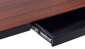 Secretária eletricamente ajustável cor de madeira escura e branca com entrada USB 120 x 60 cm KENLY Beliani