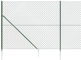 Cerca de arame com estacas de fixação 1,6x25 m verde