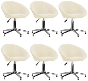 vidaXL Cadeiras de jantar giratórias 6 pcs tecido cor creme