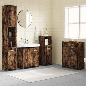 vidaXL 4pcs conjunto de móveis WC derivados de madeira carvalho fumado