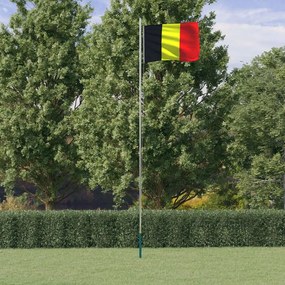Bandeira da Bélgica e mastro 6,23 m alumínio