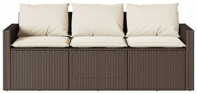 2 pcs conjunto jantar p/ jardim c/ almofadões vime PE castanho
