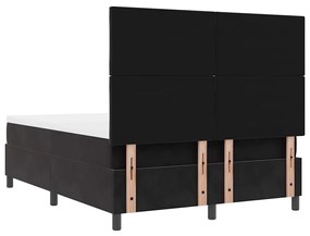 Cama com Caixa de Molas com Colchão &amp; LED Preto 140x200 cm Veludo