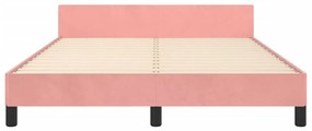 Estrutura de cama c/ cabeceira 140x200 cm veludo rosa
