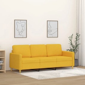 vidaXL Sofá de 3 lugares 180 cm tecido amarelo-claro