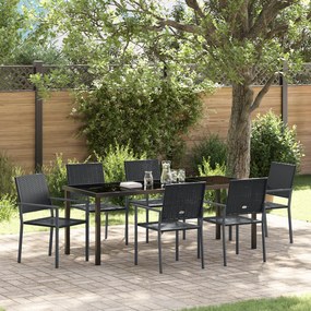 vidaXL Conjunto de Jantar de Jardim de 7 Peças Preto em Rattan Sintético