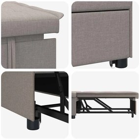 Sofá Cama 3 em 1 com Design Retrátil em Tecido Taupe