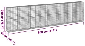 Cesto gabião com cobertura 800x50x200 cm ferro galvanizado