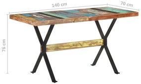 Mesa de jantar 140x70x76 cm madeira recuperada maciça