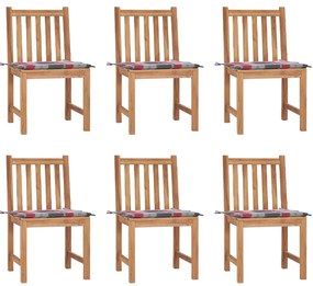 vidaXL Cadeiras de jardim 6 pcs c/ almofadões madeira de teca maciça