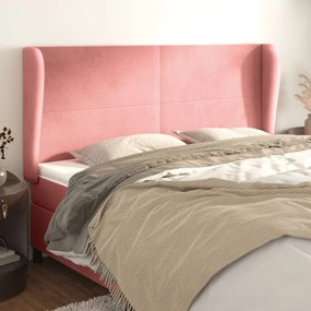 Cabeceira cama c/ abas veludo 183x23x118/128 cm rosa