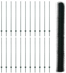 Posts de Cerca vidaXL 11 pcs U-Channel Verde 160 cm Aço
