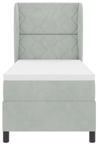 Cama com Estrado e Colchão Cinzento-claro 80x200 cm em Veludo