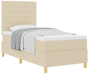 Cama Box Spring com Colchão Creme Cama de Solteiro Tecido