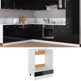 vidaXL Armário para forno Lyon contraplacado preto brilhante
