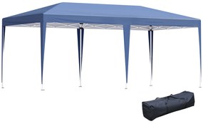Outsunny Tenda Dobrável 6x3 Tenda de Jardim Portátil com Bolsa de Transporte Tecido Oxford Estrutura de Aço para Exterior Festas Acampamento Azul