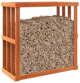 Suporte lenha exterior 109x52x106 cm pinho maciço castanho cera