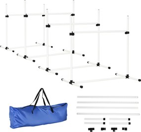 Conjunto de Treinamento de Agilidade para Cães 4 Peças Obstáculos de Salto com Altura Ajustável 99x65x94 cm  Azul