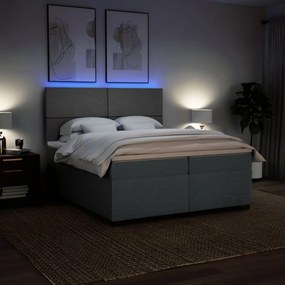 Cama com molas/colchão 200x200 cm tecido cinzento-escuro