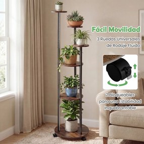 Suporte para plantas de canto com 6 níveis 45 x 43 x 146,5 cm, rodas bloqueáveis, luzes LED com 16 cores, comando à distância, expositor com rodas, Ca