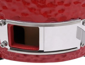 Churrasqueira/defumador Kamado 2-em-1 cerâmica 56 cm vermelho