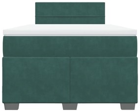 Cama boxspring com colchão 120x190 cm veludo verde-escuro