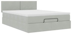 Estrutura de cama otomana com colchão 140x190 cm cinzento claro