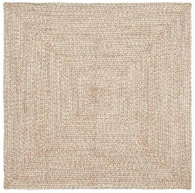 vidaXL Tapete Natural e branco 120 x 120 cm Juta